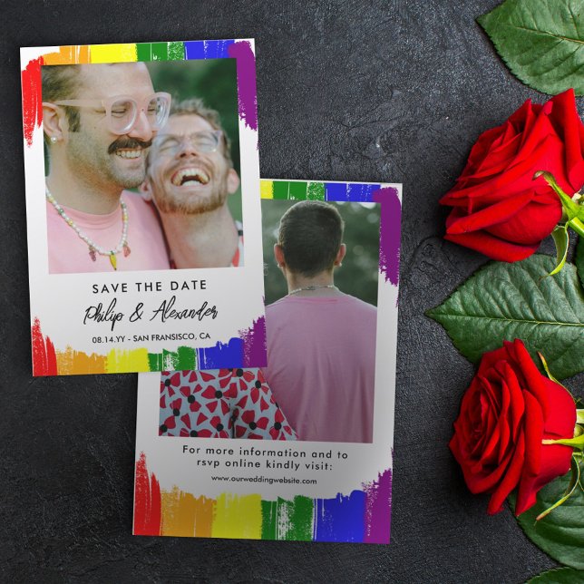 Rainbow Brush Stripes Photo Save the Date (Creator Uploaded)