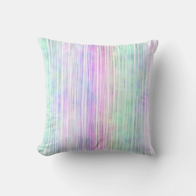 rainbow brush strokes, contrast back and front : throw pillow (Front)