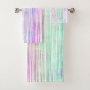 rainbow brush strokes, on white : bath towel set