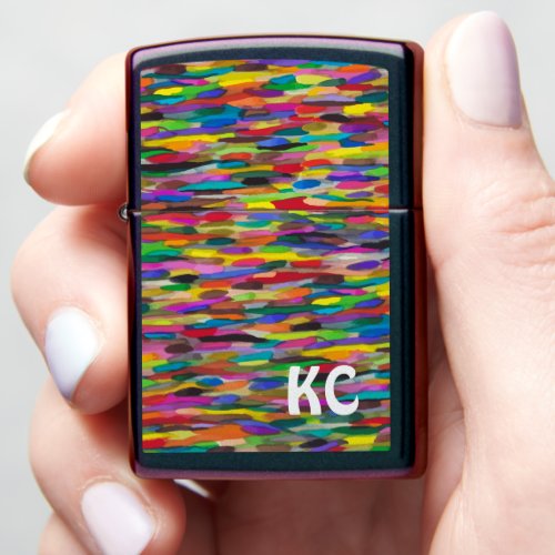 Rainbow Brushstrokes Monogram Zippo Lighter