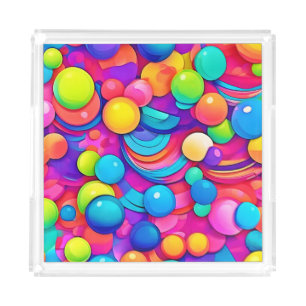 Rainbow Bubble Blast Artwork Acrylic Tray