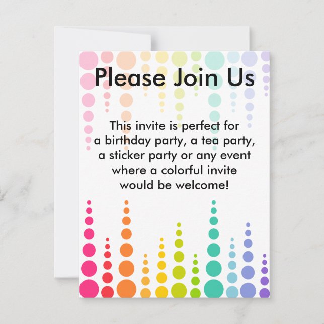 Rainbow Bubble Dots Invitation (Front)