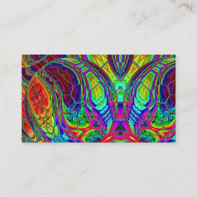 Rainbow Bubble Happy Tie Dye Business Card (Front)
