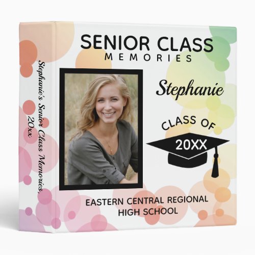 Rainbow Bubble Senior Class Graduation Memory Book 3 Ring Binder