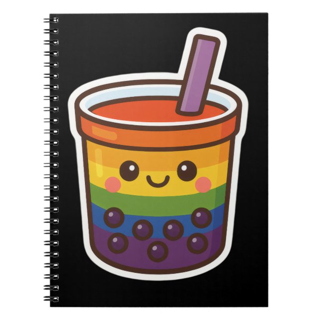 Rainbow Bubble Tea LGBTQ+ Pride Notebook (Front)
