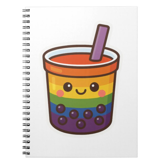 Rainbow Bubble Tea LGBTQ+ Pride Notebook (Front)