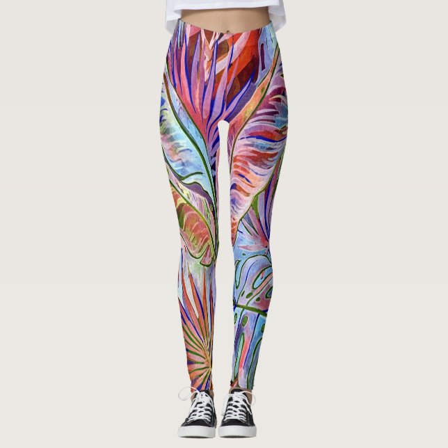 Rainbow Bubble Waves – Colorful Abstract Pattern L Leggings (Front)