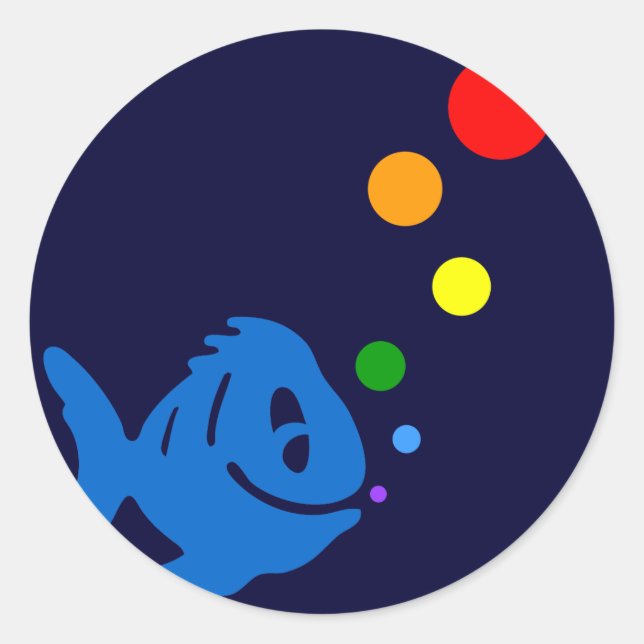 rainbow bubblefish classic round sticker (Front)