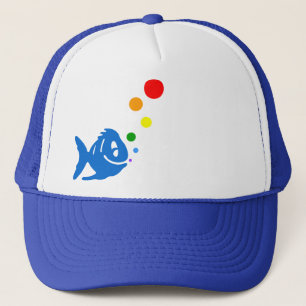 rainbow bubblefish trucker hat