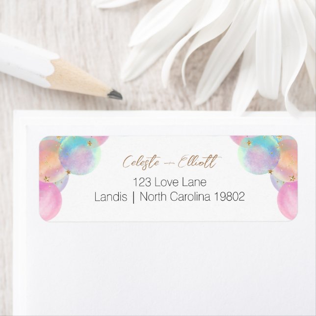 Rainbow Bubbles Baby Shower Return Address Label (Insitu)