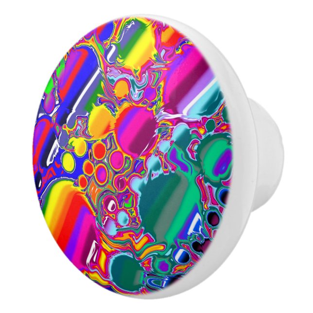 Rainbow Bubbles Fluid Art Ceramic Knob (Right)