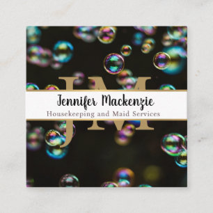 Rainbow Bubbles Housekeeping and Maid Services Square Business Card