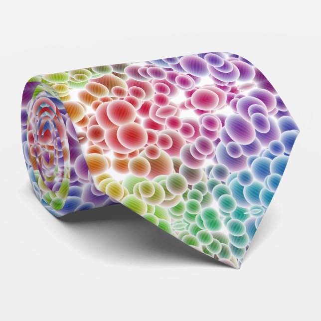 Rainbow Bubbles in Contemporary Abstract Pattern Neck Tie (Rolled)