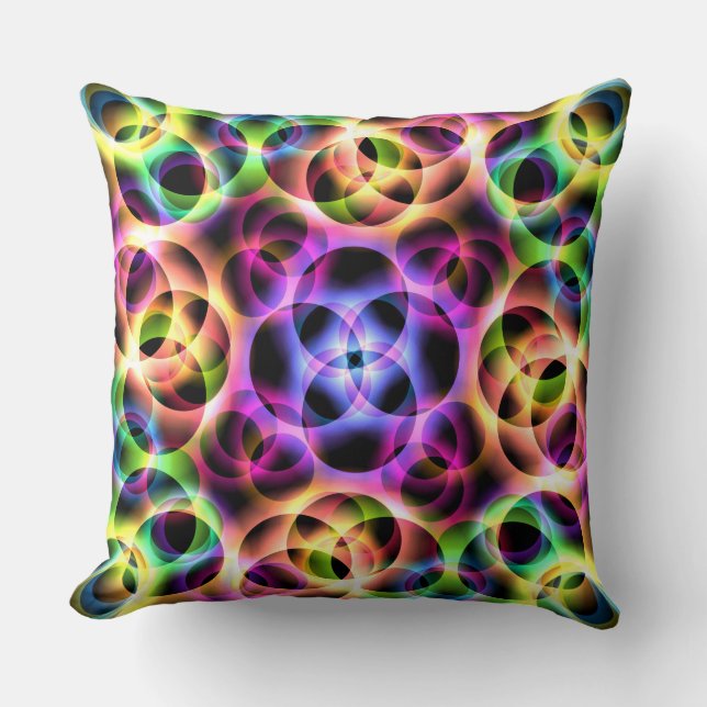 Rainbow Bubbles Two Throw Pillow (Front)