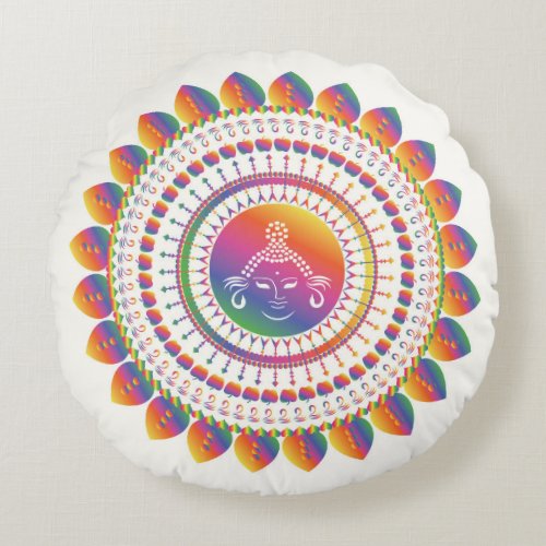 Rainbow Buddha Mandela Throw Pillow