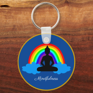Rainbow Buddha & Mindfulness, Meditation / Yoga Keychain