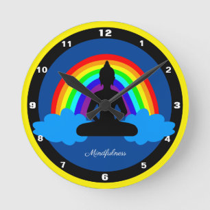 Rainbow Buddha & Mindfulness Meditation / Yoga Round Clock