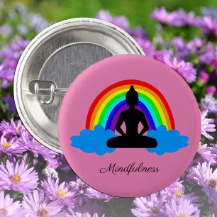 Rainbow Buddha & Mindfulness Yoga /meditation Button