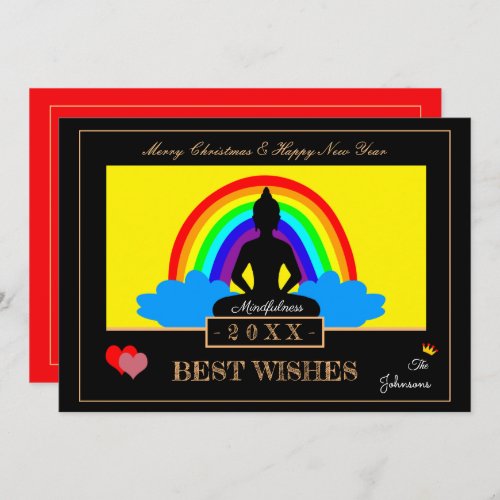 Rainbow Buddha  Mindfulness Yoga meditation card