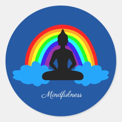 Rainbow Buddha  Mindfulness Yoga meditation Classic Round Sticker