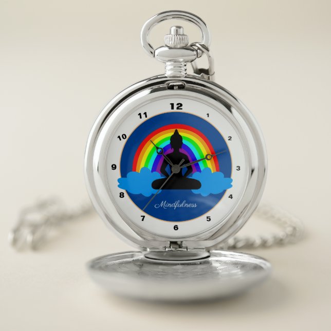 Rainbow Buddha & Mindfulness Yoga / Meditation Pocket Watch (Inside)