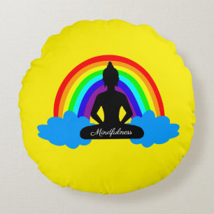 Rainbow Buddha & Mindfulness Yoga /meditation Round Pillow
