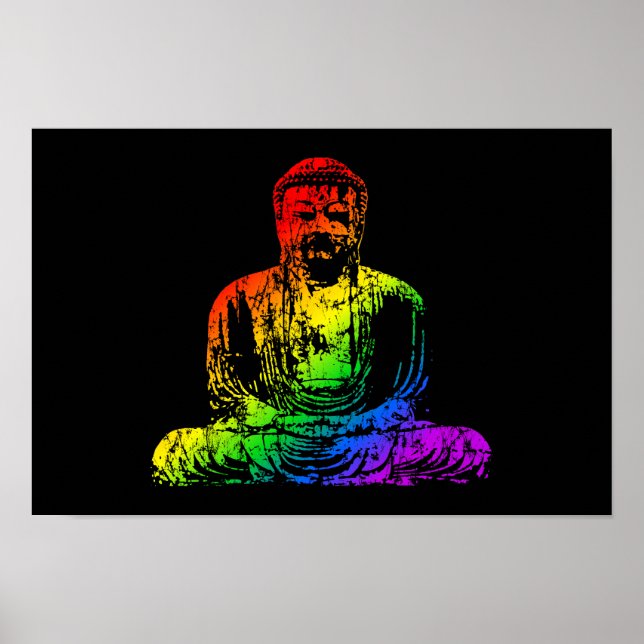 Rainbow Buddha Statue Poster (Front)