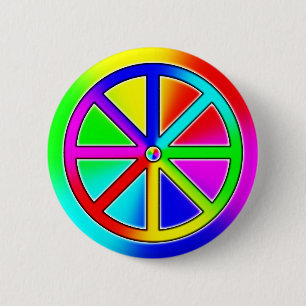 Rainbow Buddhist Wheel Button