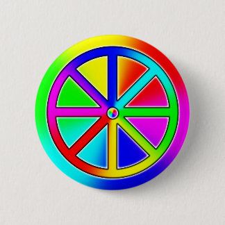 Rainbow Buddhist Wheel Button