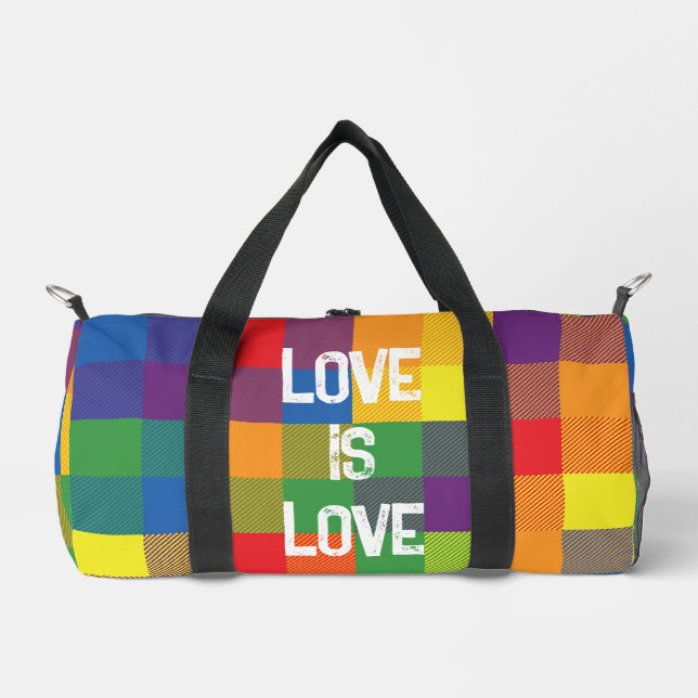 Rainbow Buffalo Check Pride Colorful Love Small Duffle Bag (Front)