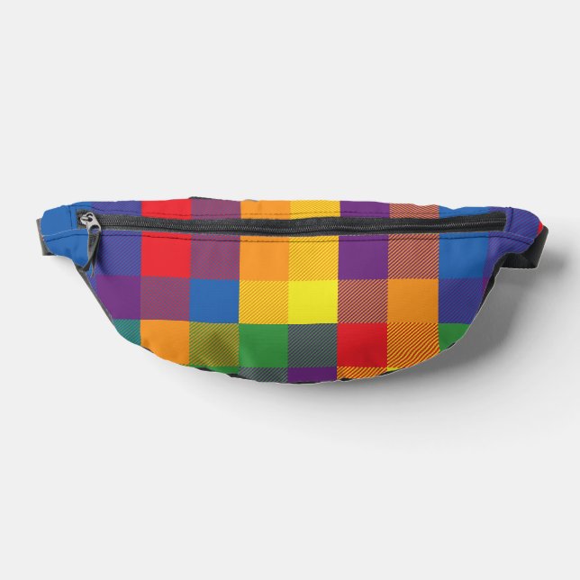 Rainbow Buffalo Check Pride Flag Plaid Colorful Fanny Pack (Lay Down)