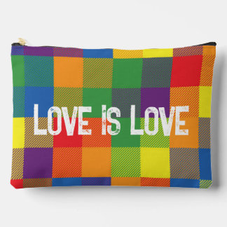 Rainbow Buffalo Check Pride Plaid Colorful Large Accessory Pouch