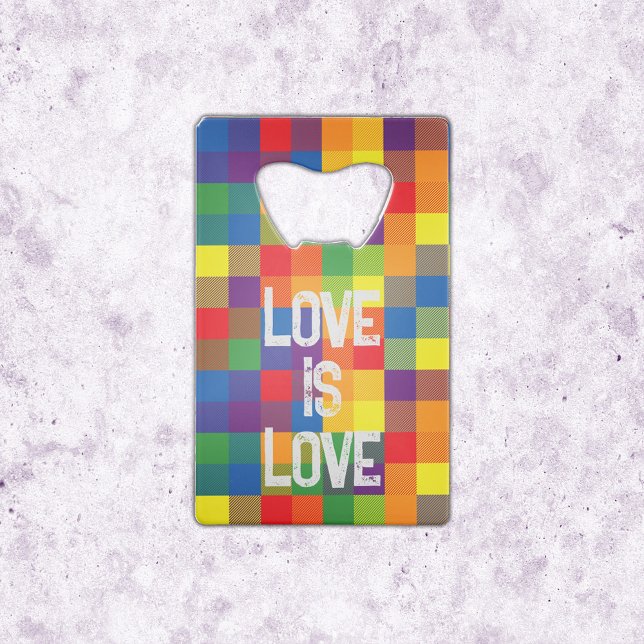 Rainbow Buffalo Check Pride Plaid Personalize Credit Card Bottle Opener (Credit Card Bottle Opener - Buffalo Check Rainbow Colors)