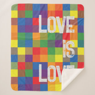 Rainbow Buffalo Check Pride Plaid Personalize Sherpa Blanket