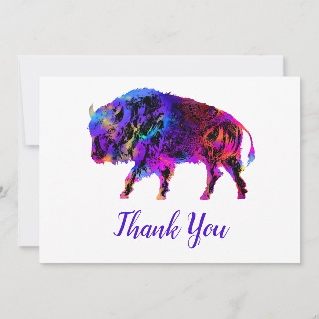 Rainbow Buffalo Thank You Card (Front)