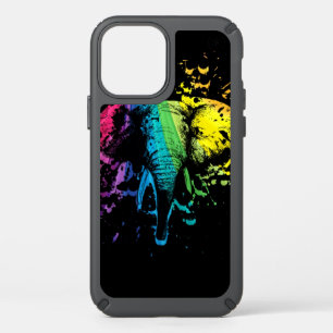 Rainbow Bull Elephant on Black Speck iPhone Case