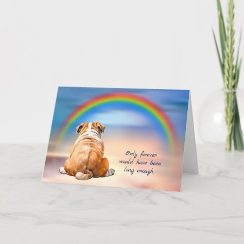 Rainbow Bulldog Loss Sympathy Card