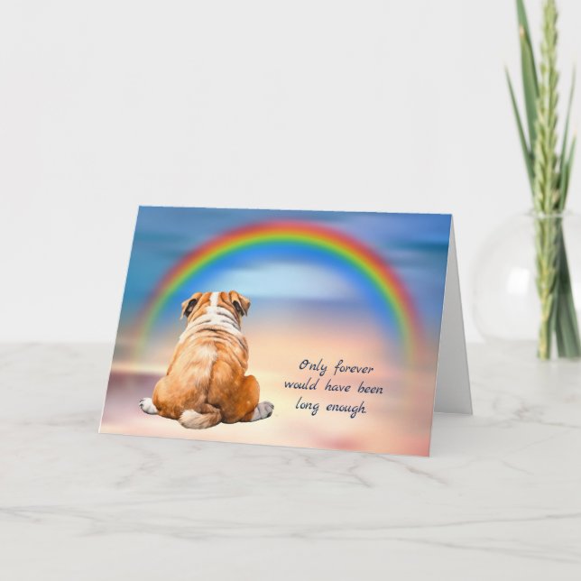 Rainbow Bulldog Loss Sympathy Card (Front)