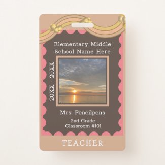 Rainbow Bulletin Board Custom Teacher Staff ID Ba Badge
