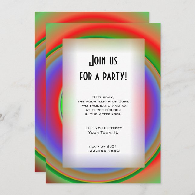 Rainbow Bullseye All Purpose Party Invitation (Front/Back)