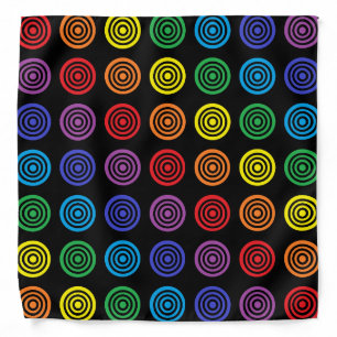 Rainbow Bullseye Black Bandana