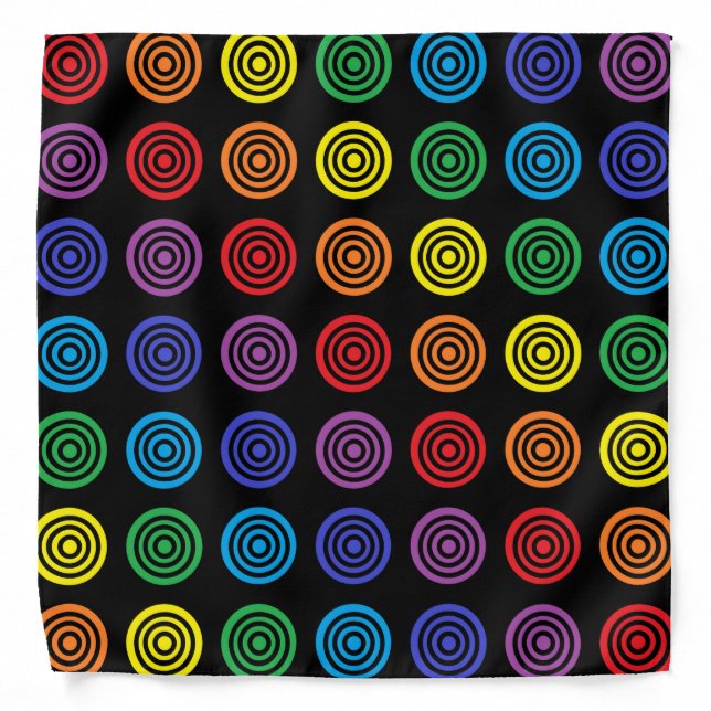Rainbow Bullseye Black Bandana (Front)