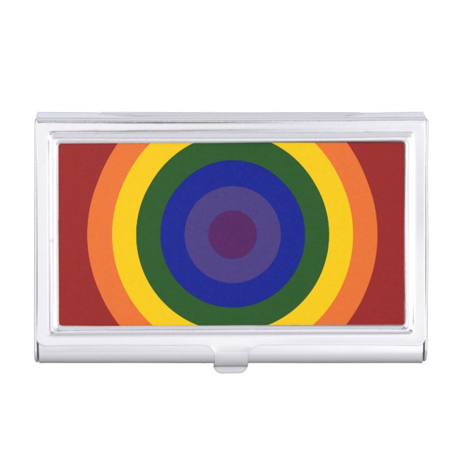 Rainbow Bullseye Business Card Holder (Front)