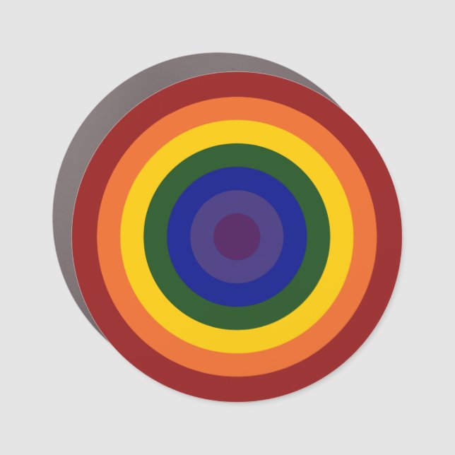 Rainbow Bullseye LGBTQ Pride Car Magnet (Front)
