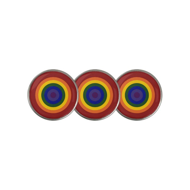 Rainbow Bullseye LGBTQ Pride Golf Ball Marker (3 Up)