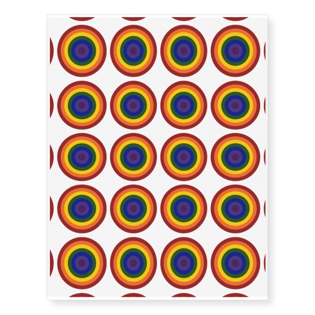 Rainbow Bullseye LGBTQ Pride Temporary Tattoos (Front)