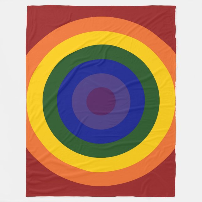 Rainbow Bullseye Pattern Fleece Blanket (Front)