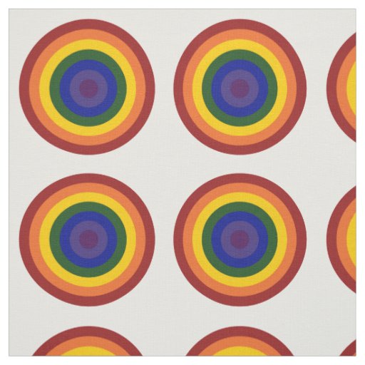 Rainbow Bullseye Pattern Geometric Fabric