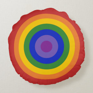 Rainbow Bullseye Pattern Round Pillow