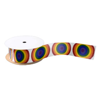 Rainbow Bullseye Pattern Satin Ribbon